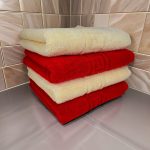 Set 4 Prosoape Lux 50x90 cm Bumbac Ultra-Absorbante Roșu Ivoire 650 g/mp - imagine 2
