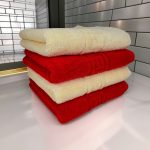 Set 4 Prosoape Lux 50x90 cm Bumbac Ultra-Absorbante Roșu Ivoire 650 g/mp - imagine 4
