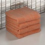Set Prosoape Lux 100% Bumbac 50x90 cm 650 g/mp Peach Greek Border - imagine 2