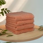 Set Prosoape Lux 100% Bumbac 50x90 cm 650 g/mp Peach Greek Border - imagine 4