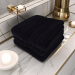 Set 3 Prosoape Ultra-Pufoase 50x90 cm 600 g/mp 100% Bumbac Negru Zero Twist - imagine 4