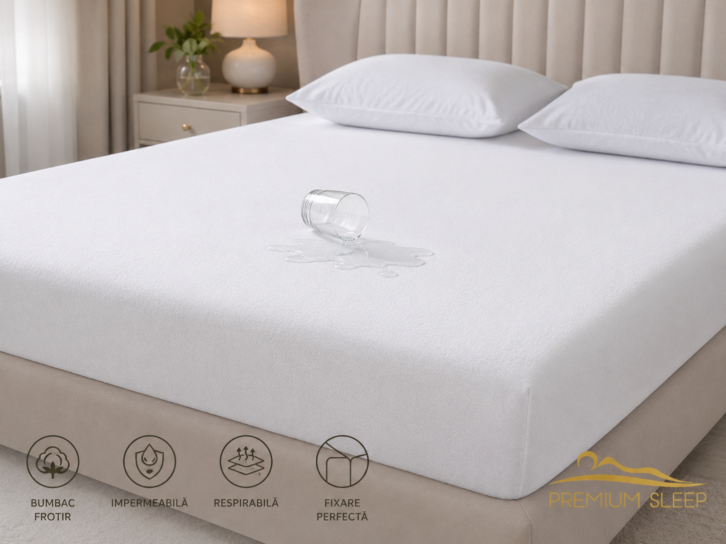 Husă de saltea impermeabilă bumbac frotir cu elastic 140×200 cm Alb – Protecție Completă Husă de saltea impermeabilă bumbac frotir cu elastic 140×200 cm Alb – Protecție Completă