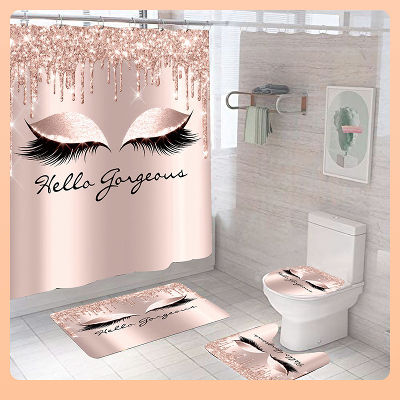 Set baie cu perdea și covorașe