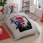 Lenjerie de Pat Disney Spiderman Premium 2 Fete Bumbac Ranforce TAC - Somn Confortabil pentru Copii