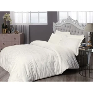Lenjerie de Pat Brinley Ecru TAC Damasc Dublu Satinat Deluxe 100% Bumbac Mercelizat 300 TC