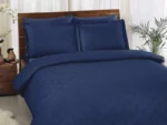 Lenjerie Pat Cross Albastru TAC Damasc Dublu Satinat Deluxe 100% Bumbac Natural Antisifonare