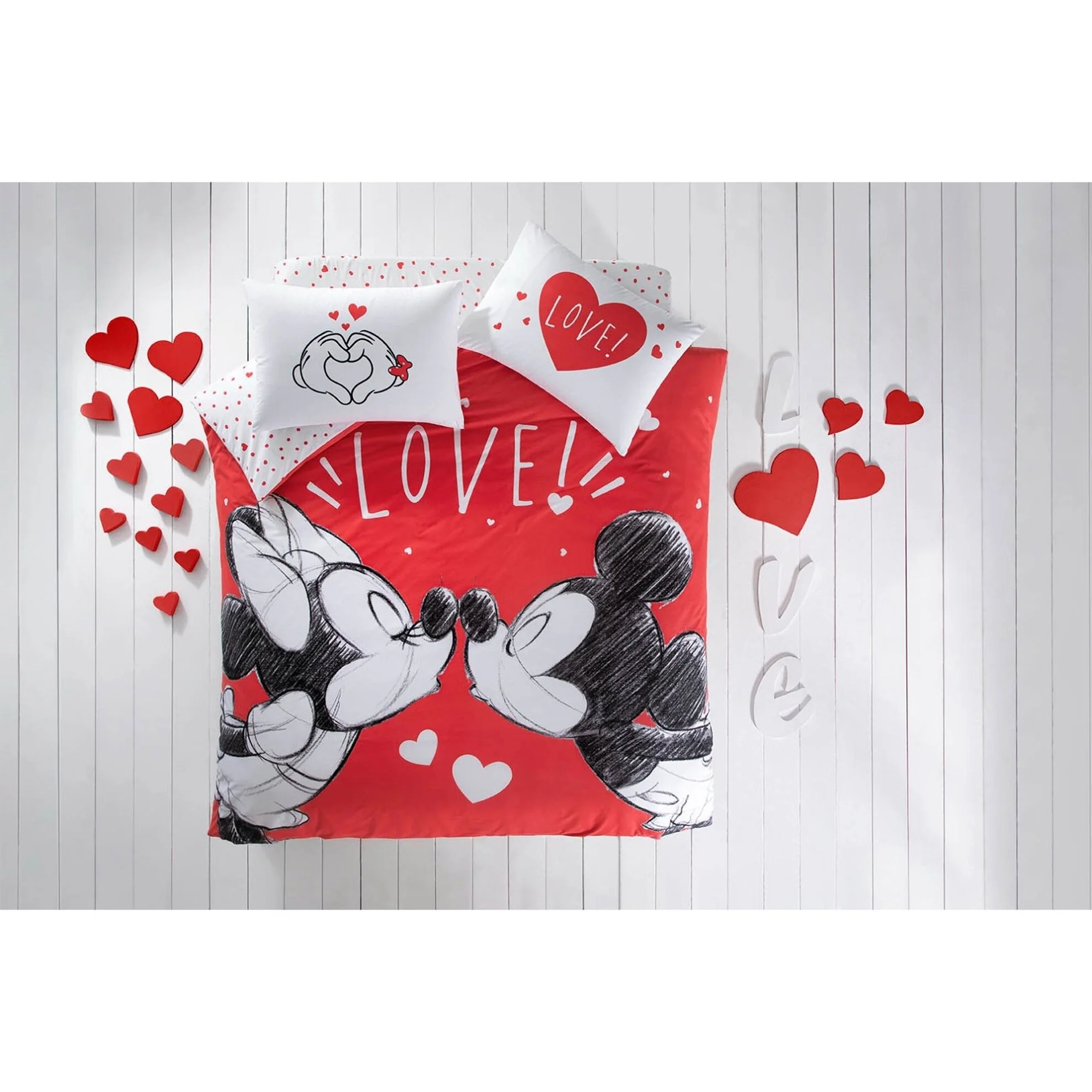 lenjerie-de-pat-disney-minniemickey-lovely-cu-elastic-bumbac-ranforce Lenjerie de Pat Disney Minnie&Mickey Lovely cu Elastic Bumbac Ranforce Antisifonare - imagine 1