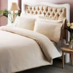 Lenjerie de Pat Stripe Krem Premium TAC Damasc Dublu Satinat Deluxe 100% Bumbac Mercelizat
