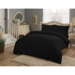 Lenjerie XXL De Pat Bumbac 100% Satinat Premium TAC Mako-Satin Negru Eleganță Confortabilă