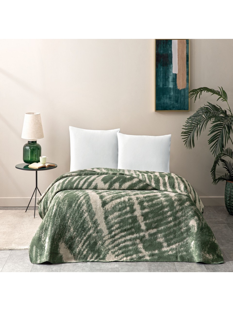 patura-pentru-pat-vivien-haki-tac-200-x-220-cm Patura Vivien Haki TAC 200 x 220 cm Bumbac Acril Primavara-Toamna - imagine 1