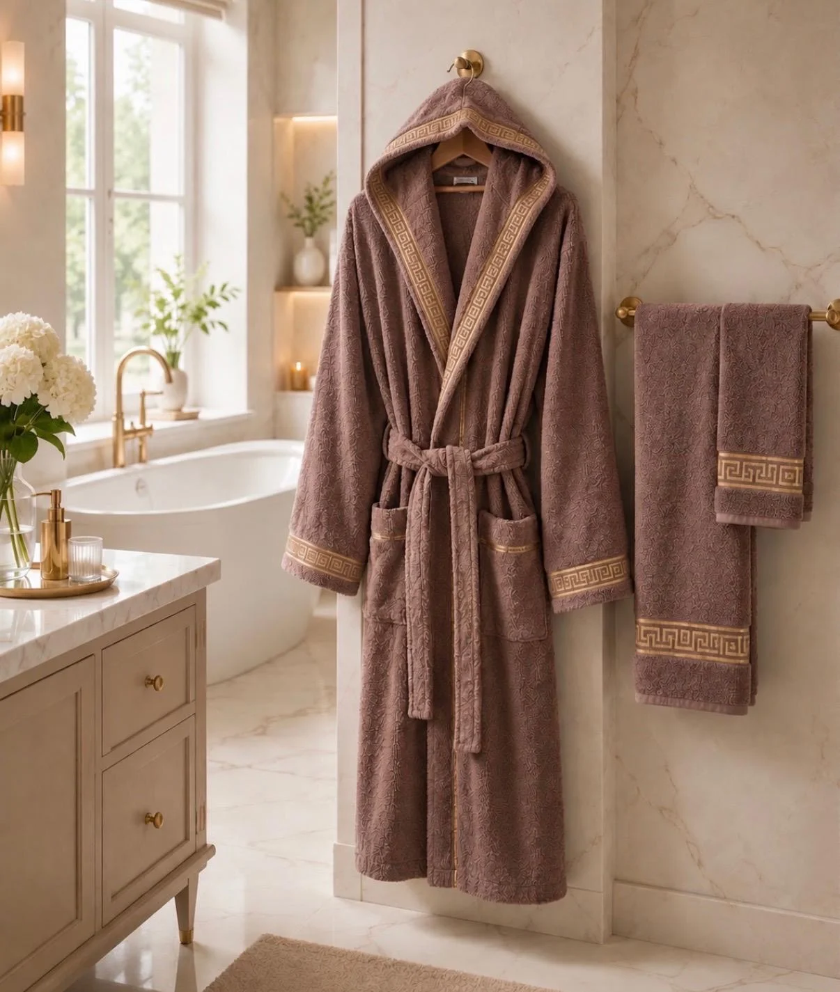 set-halat-baie-nb-maro-premium-brodat-cu-2-prosoape-50x90-cm-si-70x140-cm Set Halat baie NB Maro Premium brodat cu 2 prosoape 50×90 cm si 70×140 cm