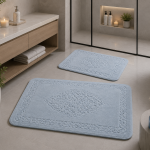 Set Covorașe Baie 100% Bumbac Arabesc Bleu Tropik - Confort Elegant pentru Baia Ta