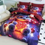 Lenjerie de Pat de Crăciun – Imprimeu 5D, 6 Piese, Cearșaf cu Elastic, pentru Pat Dublu,finet-05 - imagine 3