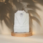 Halat Hotelier Frotir 100% Bumbac Pakistanez Alb,Unisex – Calitate Premium-Alb-S-M - imagine 2