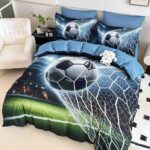 Lenjerie de Pat 6 Piese – Finet, Cearșaf cu Elastic, Imprimare Digitală 5D-Fotbal2 - imagine 2