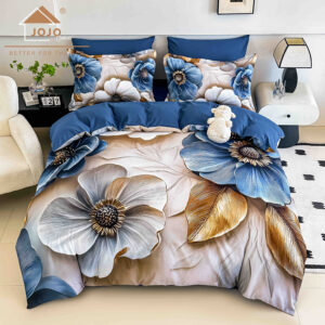 Lenjerie de Pat Finet – 4 piese, imprimare digitală 5D, pentru 1 persoană