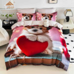 Lenjerie de Pat Finet, 6 piese, cu cearșaf cu elastic și imprimare digitală 5D