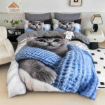 Lenjerie de Pat 6 Piese – Finet, Cearșaf cu Elastic, Imprimare Digitală 5D