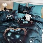Lenjerie de Pat Finet – Imprimare Digitală 5D, 4 Piese, pentru 1 Persoană, Cearșaf cu Elastic-Love - imagine 4