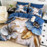 Lenjerie de Pat Finet – 4 piese, imprimare digitală 5D, pentru 1 persoană