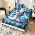 Husă de Pat 3 Piese cu Elastic, 5D-Unicorn2