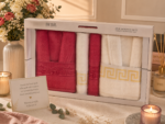 Set cadou halate și prosoape din bumbac 100% – 2 halate unisex + 4 prosoape, cutie elegantă cadou