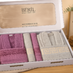 Set cadou halate și prosoape din bumbac 100% – 2 halate unisex + 4 prosoape, cutie elegantă cadou
