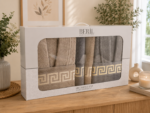 Set cadou premium halate și prosoape din bumbac 100% – 2 halate unisex + 4 prosoape, cutie elegantă cu mâner-SHB-7