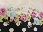 Față de Masă Digital Jacquard cu Buline și Trandafiri Roz 150x220 cm – Model Floral Elegant, 100% Poliester