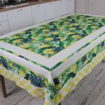 Față de Masă Digital Jacquard cu Lămâi 150x220 cm – Model Mediteranean, 100% Poliester, Elegantă și Rezistentă