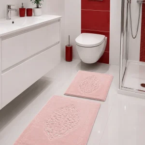 Set Covorașe Baie 100% Bumbac Arabesc Roz Pudra Tropik – Design Elegant