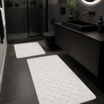 Set Covorașe Baie 100% Bumbac Lines Alb Tropik – Design Elegant
