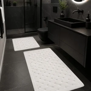 Set Covorașe Baie 100% Bumbac Lines Alb Tropik – Design Elegant