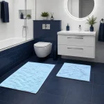 Set Covorașe Baie 100% Bumbac Lines Bleu Tropik