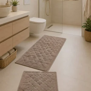 Set Covorașe Baie 100% Bumbac Lines Cappucino Tropik – Design Elegant