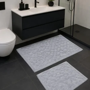 Set Covorașe Baie 100% Bumbac Lines Gri Tropik – Design Elegant