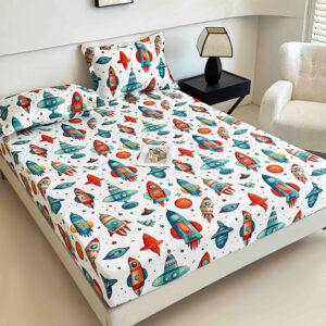 Husă de Pat 3 Piese – Finet Gros , Cearșaf cu Elastic 180×200+25 cm, 2 Fețe de Pernă 50×70