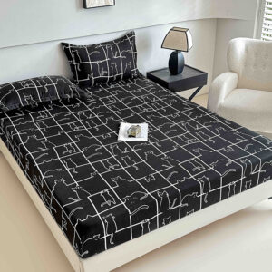 Husă de Pat 3 Piese – Finet Gros , Cearșaf cu Elastic 180×200+25 cm, 2 Fețe de Pernă 50×70