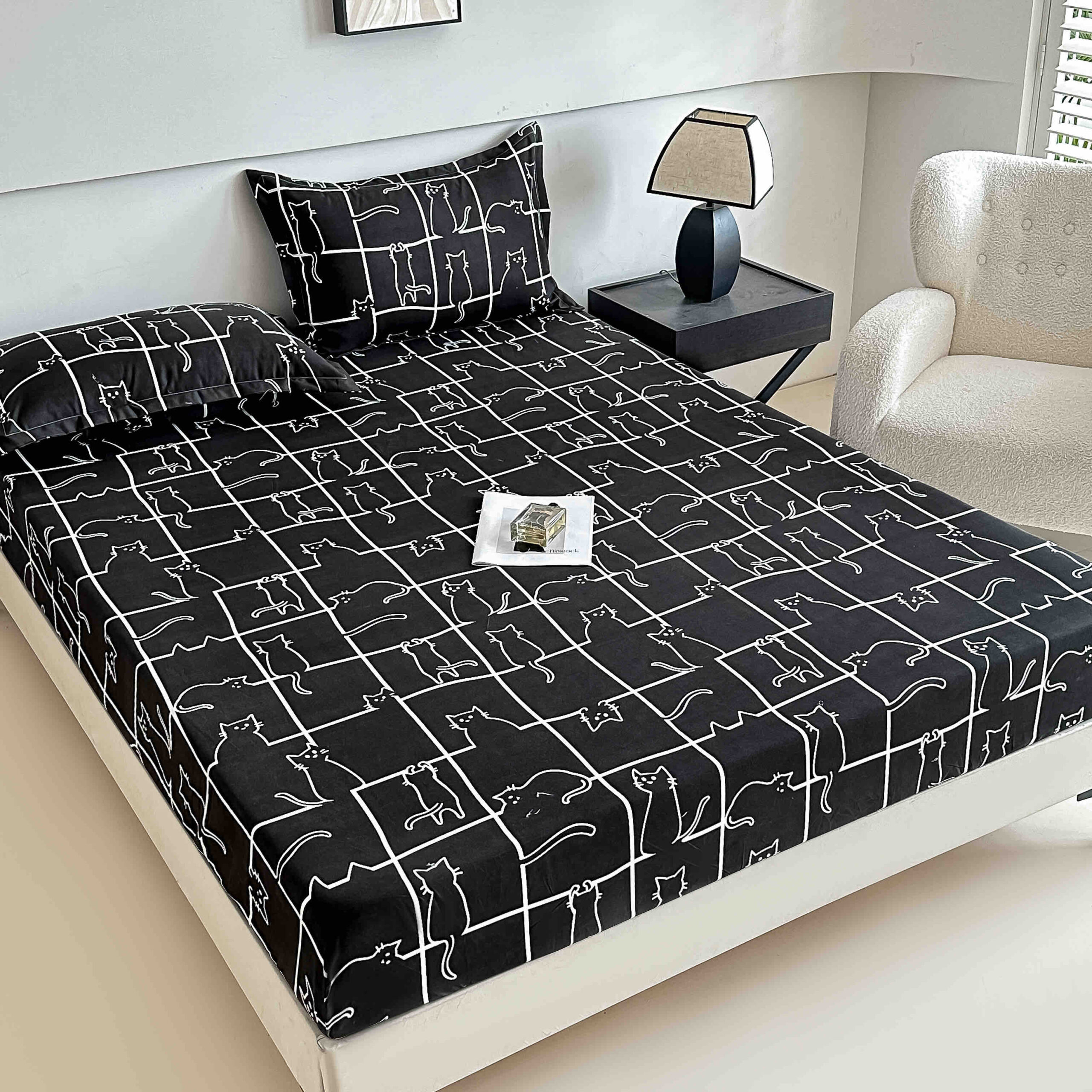 Husă de Pat 3 Piese – Finet Gros , Cearșaf cu Elastic 180×200+25 cm, 2 Fețe de Pernă 50×70 Husă de Pat 3 Piese – Finet Gros , Cearșaf cu Elastic 180×200+25 cm, 2 Fețe de Pernă 50×70