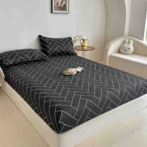 Husă de Pat 3 Piese – Finet Gros , Cearșaf cu Elastic 180×200+25 cm, 2 Fețe de Pernă 50×70