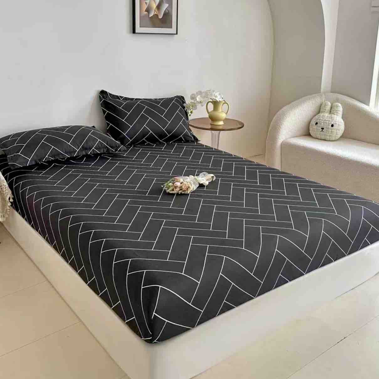 Husă de Pat 3 Piese – Finet Gros , Cearșaf cu Elastic 180×200+25 cm, 2 Fețe de Pernă 50×70 Husă de Pat 3 Piese – Finet Gros , Cearșaf cu Elastic 180×200+25 cm, 2 Fețe de Pernă 50×70