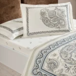 Lenjerie Pat Dubla Ivory bej TAC – Bumbac Satinat Deluxe