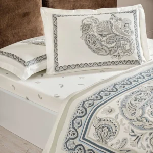 Lenjerie Pat Dubla Ivory bej TAC – Bumbac Satinat Deluxe