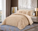 Set Lenjerie de Pat cu Blăniță Moale și Pilotă 6 Piese 200x230 cm-Bej