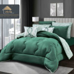 Set Lenjerie de Pat cu Blăniță Moale și Pilotă 6 Piese,aspect catifelat 200x230 cm-Verde