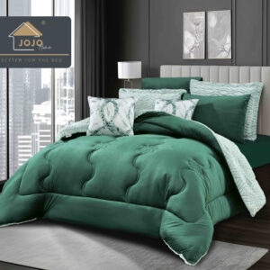 Set Lenjerie de Pat cu Blăniță Moale și Pilotă 6 Piese,aspect catifelat 200x230 cm-Verde