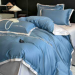 Lenjerie De Pat cu broderie Bumbac Satinat 100% Deluxe Antisifonare-Ambalaj Cadou Elegant - imagine 2