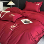 Lenjerie De Pat cu broderie Bumbac Satinat 100% Deluxe Antisifonare-Ambalaj Cadou Elegant - imagine 2