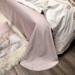 Lenjerie De Pat cu broderie Bumbac Satinat 100% Deluxe Antisifonare,Roz-Ambalaj Cadou Elegant - imagine 6