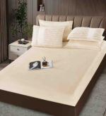 Set Lenjerie de Pat cu Blăniță Moale și Pilotă 6 Piese 200x230 cm-Crem - imagine 2
